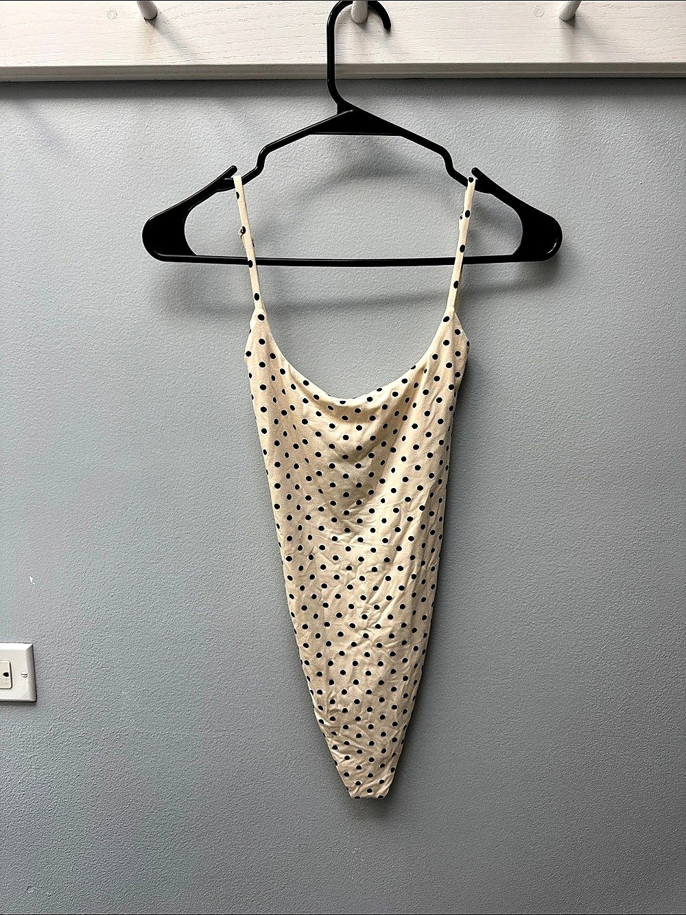 Tiger Mist Minerva Bodysuit Polka Dot Cami in Cream & Black Size XS